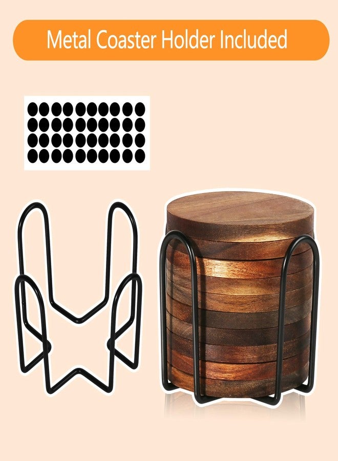 PTYTIFY 20 Pcs Wood Coasters with Holder, Wooden Coasters for Drinks Absorbent, Drink Coasters for Coffee Table, Modern Home Decor, Coaster Set for Table Protection, Office, Bar - Image 3